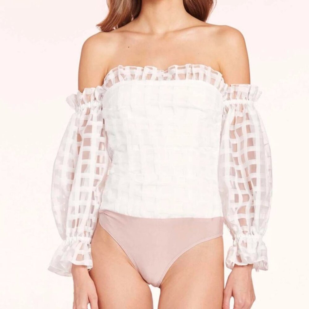 NWOT Amanda Uprichard Lynda Bodysuit ﻿in White Check